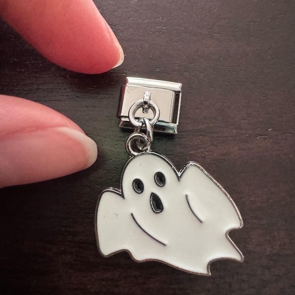 White dangle Ghost Italian charm